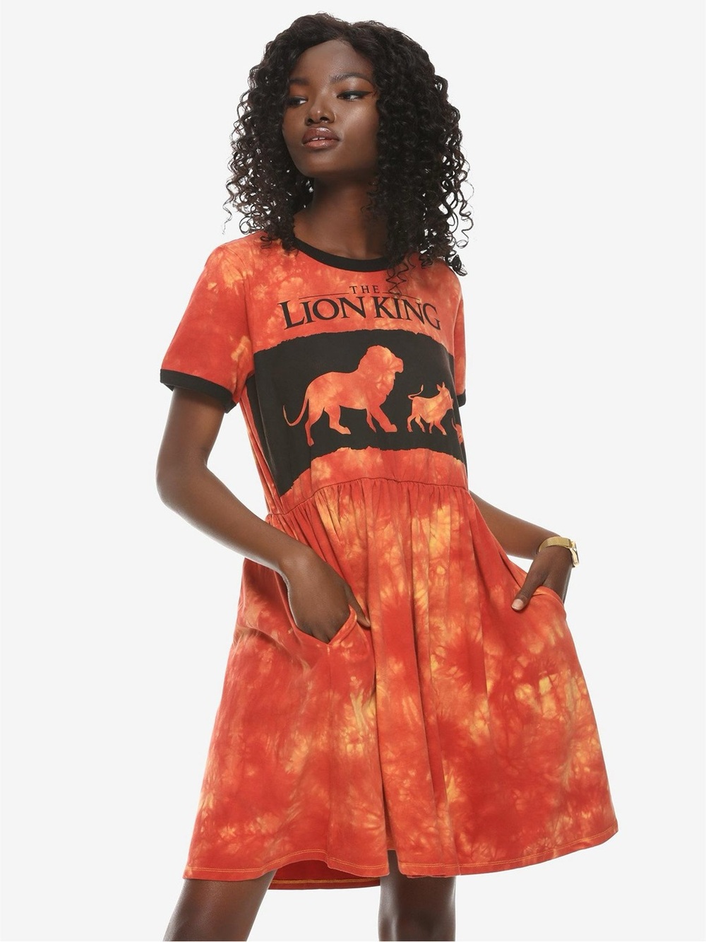 Her Universe Disney The Lion King Tie-Dye Ringer Dress Size Small Orange